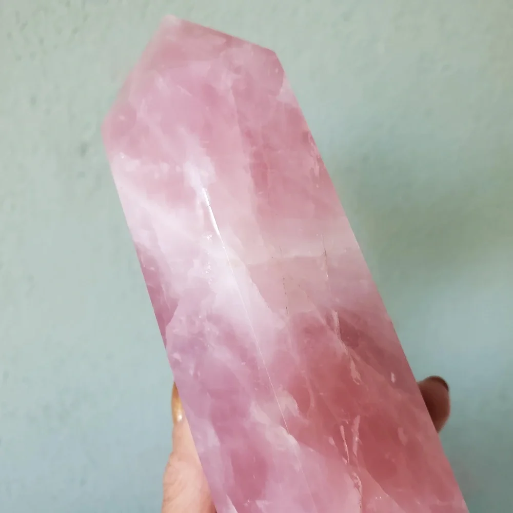 Rose Quartz Deep Dark Pink Flashy Crystal Large Tower 868 grams